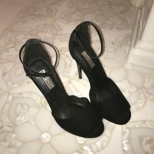 Topshop Ria Black Suede Heel Sandal Size US 6.5